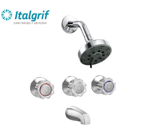 MEZCLADORA DE DUCHA-TINA 3 LLAVES CON SALIDA TECNO - ITALGRIF