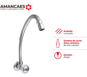 LLAVE DE LAVADERO CON AIREADOR DIRIGIBLE PICO L MICAELA - AMANCAES