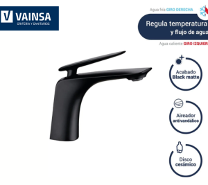 MEZCLADORA MONOCO LAVATORIO BAJA BLACK COSMOPOLITAN - VAINSA