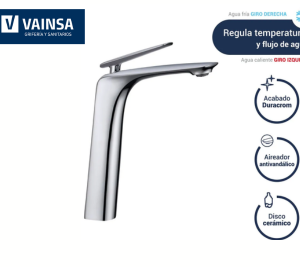 MEZCLADORA MONOCO ALTA LAVATORIO CRO COSMOPOLITAN - VAINSA