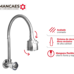 LLAVE DE LAVADERO CON AIREADOR DIRIGIBLE PICO FLEXIBLE SOFÍA - AMANCAES