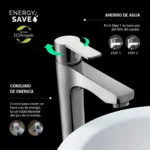 MEZCLADORA MONOCOMANDO PARA LAVATORIO ALTA - VAINSA - Imagen 3