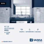 ACCESORIOS DE BAÑO 4 PIEZAS KIT STEEL - VAINSA - Imagen 3