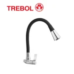 LLAVE SAVONA LUX CON PICO FLEXIBLE NEGRO A LA PARED - TREBOL