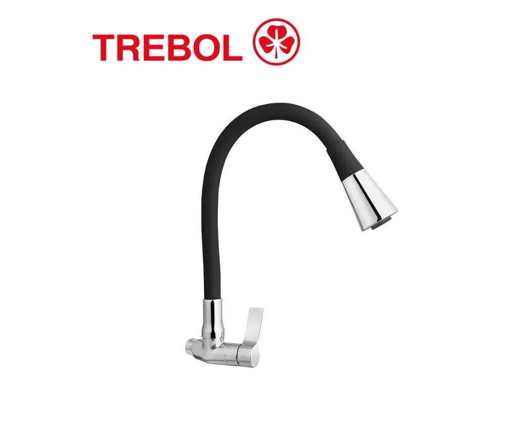 Copia de Copia de VAINSA_IMAGENES DE LA WEB - 2026-03-16T142826.868 LLAVE SAVONA LUX CON PICO FLEXIBLE NEGRO A LA PARED - TREBOL - Imagen 1