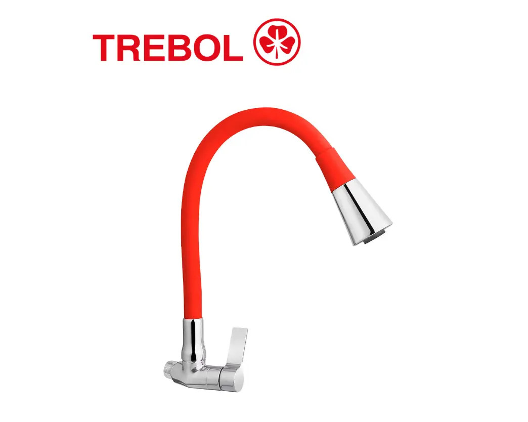 Copia de Copia de VAINSA_IMAGENES DE LA WEB - 2026-03-16T163908.764 LLAVE SAVONA LUX CON PICO FLEXIBLE ROJO A LA PARED - TREBOL - Imagen 1