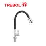 LLAVE SAVONA LUX CON PICO FLEXIBLE NEGRO AL MUEBLE - TREBOL