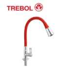 LLAVE SAVONA LUX CON PICO FLEXIBLE ROJO AL MUEBLE - TREBOL