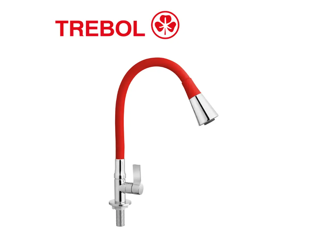 Copia de Copia de VAINSA_IMAGENES DE LA WEB - 2026-03-16T173523.821 LLAVE SAVONA LUX CON PICO FLEXIBLE ROJO AL MUEBLE - TREBOL - Imagen 1