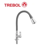 LLAVE SAVONA LUX CON PICO FLEXIBLE GRIS AL MUEBLE - TREBOL