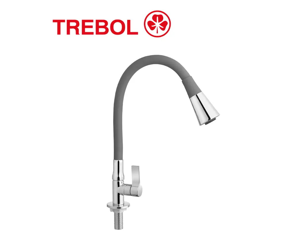 Copia de Copia de VAINSA_IMAGENES DE LA WEB - 2026-03-16T173758.885 LLAVE SAVONA LUX CON PICO FLEXIBLE GRIS AL MUEBLE - TREBOL - Imagen 1