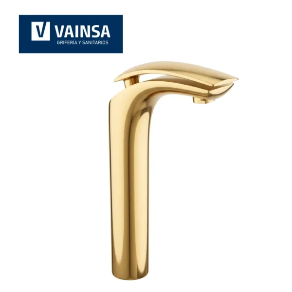 MONOCOMANDO PARA LAVATORIO ALTA CON ACABADO GOLD - VAINSA