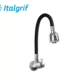 LLAVE PARA LAVADERO CON PICO FLEXIBLE NEGRO A LA PARED - ITAÑLGRIF