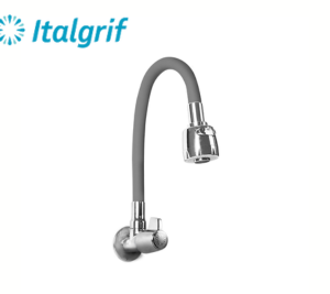 LLAVE PARA LAVADERO CON PICO FLEXIBLE GRIS A LA PARED - ITALGRIF
