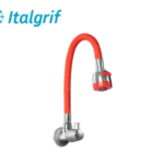 LLAVE PARA LAVADERO CON PICO FLEXIBLE ROJO A LA PARED - ITALGRIF