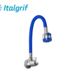 LLAVE PARA LAVADERO CON PICO FLEXIBLE AZUL A LA PARED - ITALGRIF