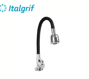 LLAVE PARA LAVADERO CON PICO FLEXIBLE NEGRO AL MUEBLE - ITALGRIF