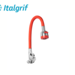 LLAVE PARA LAVADERO CON PICO FLEXIBLE ROJO AL MUEBLE - ITALGRIF