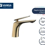 MONOCOMANDO PARA LAVATORIO BAJA CON ACABADO GOLD - VAINSA