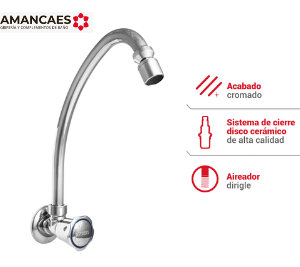 LLAVE DE LAVADERO CON AIREADOR DIRIGIBLE PICO L SOFÍA - AMANCAES