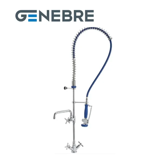MEZCLADORA  MONOBLOCK  CON COLUMNA PRELAVADO PARA ALTA COCINA CON PICO AUXILIAR Y MANGUERA FLEXIBLE - GENEBRE