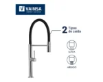 MEZCLADORA MONOCOMANDO LAVADERO C/ PICO NEGRO FLEXIBLE - VAINSA