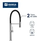 MEZCLADORA MONOCOMANDO LAVADERO C/ PICO NEGRO FLEXIBLE - VAINSA