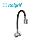 LLAVE PARA LAVADERO CON PICO FLEXIBLE NEGRO A LA PARED - ITALGRIF