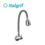 LLAVE PARA LAVADERO CON PICO FLEXIBLE GRIS A LA PARED - ITALGRIF