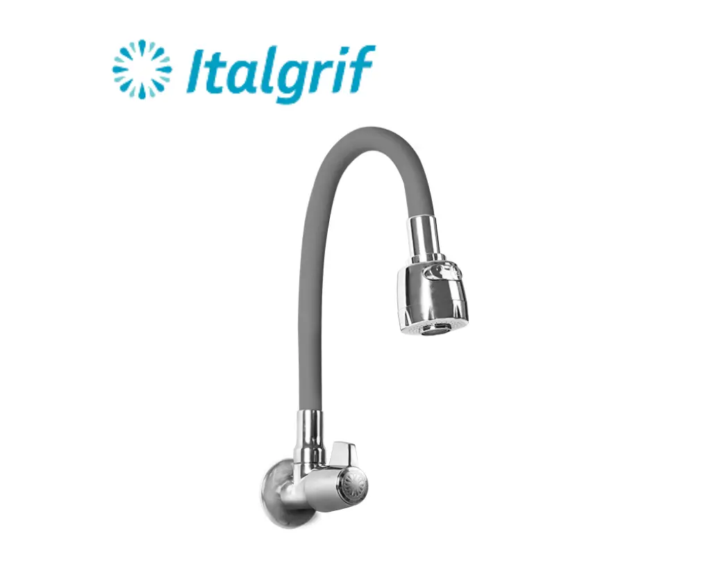 PLANTILLAS DE IMAGENES DE WEB - 2026-05-28T074337.452 LLAVE PARA LAVADERO CON PICO FLEXIBLE GRIS A LA PARED - ITALGRIF - Imagen 1