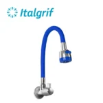 LLAVE PARA LAVADERO CON PICO FLEXIBLE AZUL A LA PARED - ITALGRIF