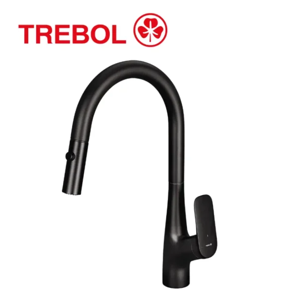 MEZCLADORA MONOCOMANDO DE COCINA PICO EXTRAÍBLE OXFORD NEGRO MATE - TREBOL