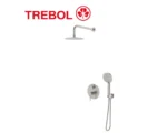 DUCHA MEZ MONOC CON CABEZA DE DUCHA 20CM EN ACERO INOX + BRAZO DE 30CM INOX + DUCHA TELEFONO INOX - TREBOL