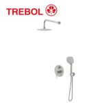 DUCHA MEZ MONOC CON CABEZA DE DUCHA 20CM EN ACERO INOX + BRAZO DE 30CM INOX + DUCHA TELEFONO INOX - TREBOL