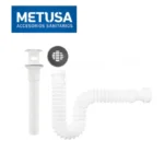 TRAMPA CORRUGADA 1 1/2" - 1 1/4" CON DESAGÜE DE 1 1/4" X 10" - METUSA