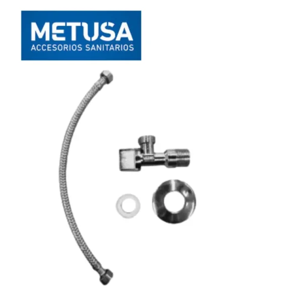KIT PARA LAVATORIO TUBO DE ABASTO, LLAVE ANGULAR Y CINTA TEFLÓN - METUSA