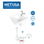 LAVARROPA HÉRCULES BLANCO CON KIT DESAGÜE 1 1/2" Y TRAMPA BOTELLA - METUSA