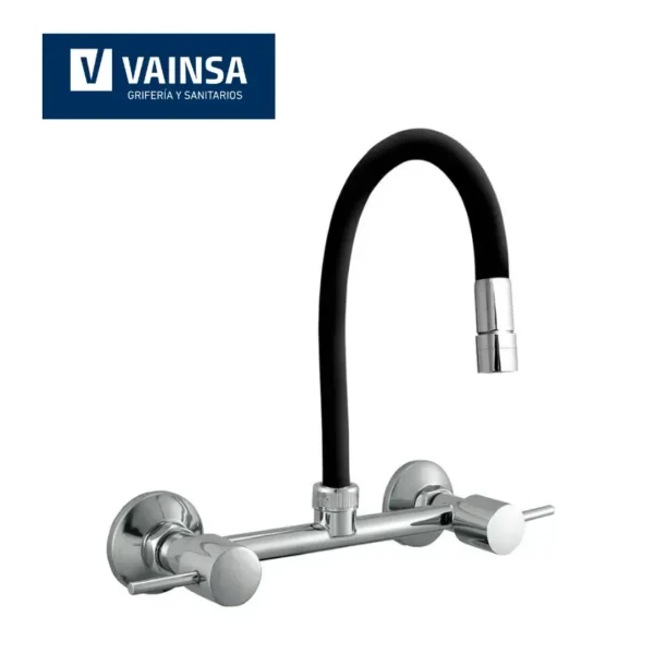 MEZCLADORA A LA PARED CON PICO FLEXIBLE NEGRO - VAINSA