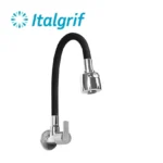 LLAVE PARA LAVADERO CON PICO FLEXIBLE NEGRO A LA PARED - ITALGRIF