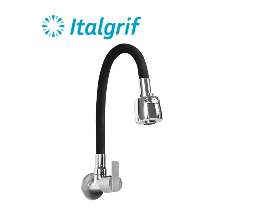 PLANTILLAS DE IMAGENES DE WEB - 2026-05-30T134827.994 LLAVE PARA LAVADERO CON PICO FLEXIBLE NEGRO A LA PARED - ITALGRIF - Imagen 1