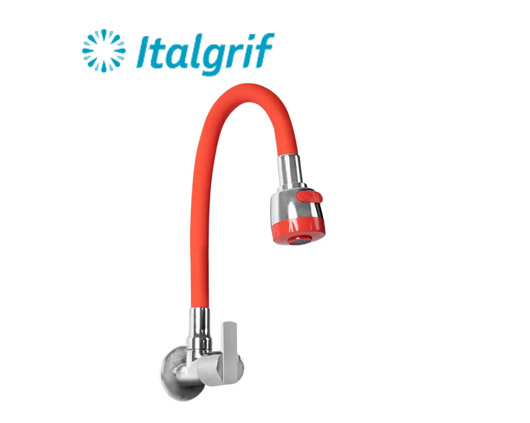 PLANTILLAS DE IMAGENES DE WEB - 2026-05-30T143615.660 LLAVE PARA LAVADERO CON PICO FLEXIBLE ROJO A LA PARED - ITALGRIF - Imagen 1