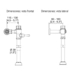 FLUXOMETRO DE MANIJA PARA INODORO CON NIPLE 60CM 6L - HELVEX - Imagen 2