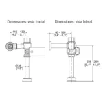 FLUXOMETRO DE SENSOR ELECTRONICO DE BATERIAS PARA TAZA FLUX, SPUD DE 38 MM, 4.8 LPD - HELVEX - Imagen 2