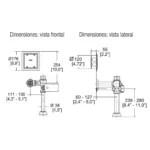 FLUXOMETRO ELECTRÓNICO DE CORRIENTE PARA INODORO DE 4.8L - HELVEX - Imagen 2